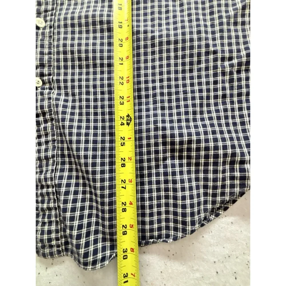 Polo Ralph Lauren Men Button Down Shirt XL Classic Fit Navy Blue Check Plaid LS
